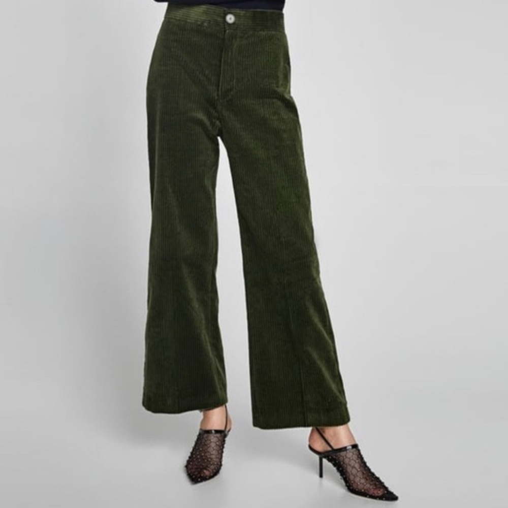 Zara Vtg Look Green Corduroy Pants